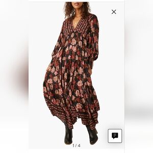 Free People Rows of Roses Long Sleeve Maxi Dress